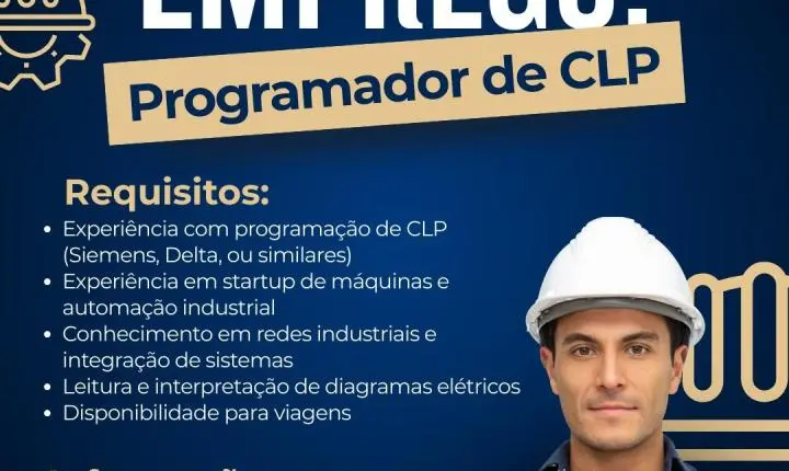 🚨 VAGA DE EMPREGO – PROGRAMADOR DE CLP | JAGUARUNA/SC